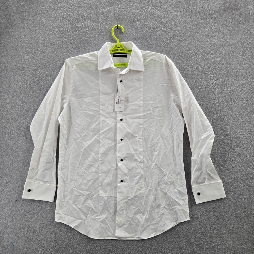 Saks Fifth Avenue Men Button Up Shirt 15.5 White Long Sleeve NWT